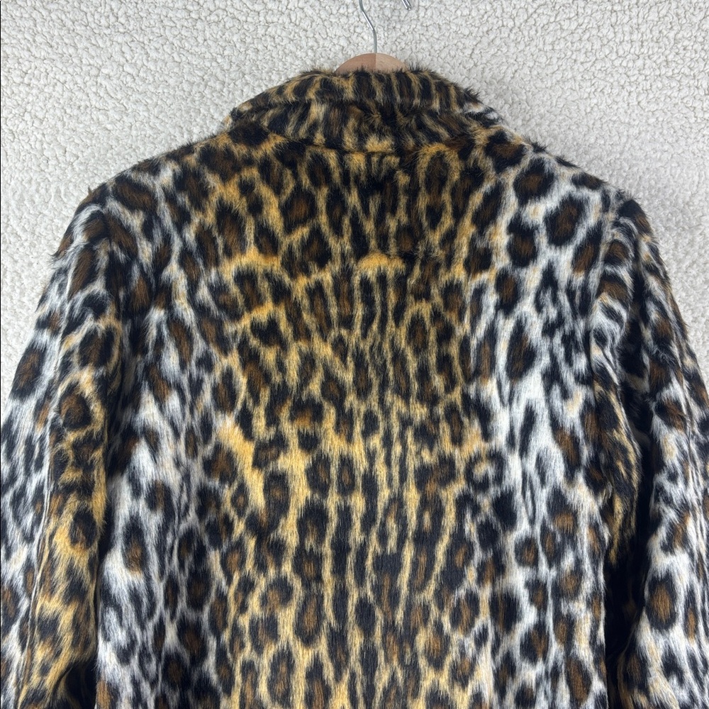 NWOT G by Giuliana Women Brown Black Leopard Print Faux Fur Tuxedo Coat Size LP - Picture 10 of 16